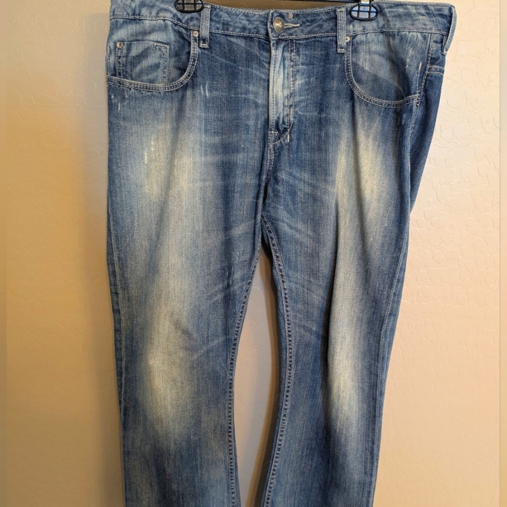 BUFFALO DAVID BRITTON "SIX" Men's Distressed Blue Jeans 38 X 30 Slim
